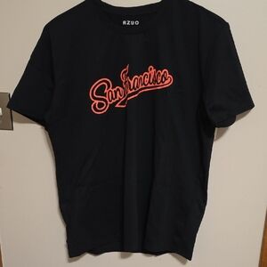 San Francisco Script Tee - Black with Orange Logo